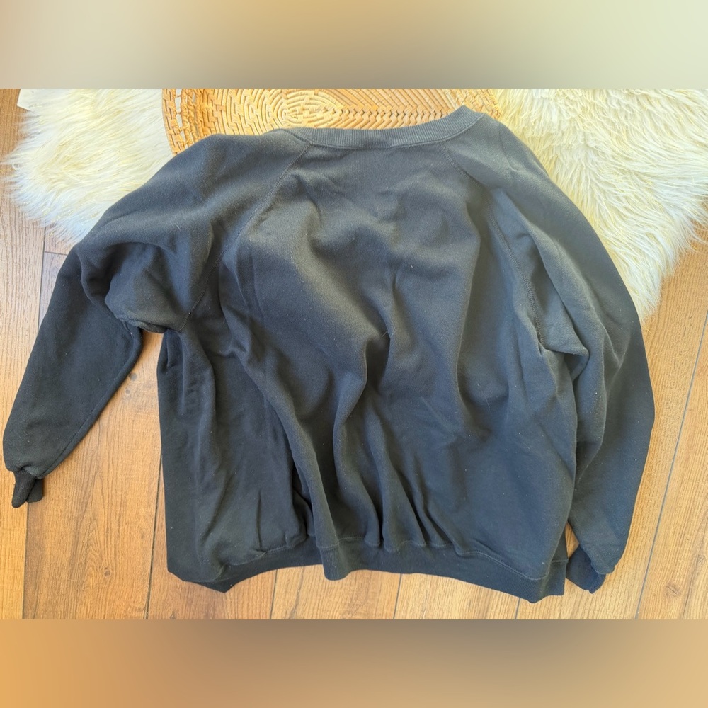 Hanes Black Autumn Fall Leaves Pumpkin Cardigan Sweatshirt Size XL Vintage - Picture 4 of 4